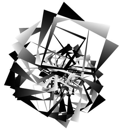 Geometric abstract art. Edgy, angular rough texture. Monochrome, black and white illustrationのイラスト素材