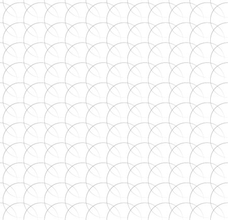 Repeatable pattern w/ interlocking circles, rings. Regular monochrome seamless geometric pattern.のイラスト素材