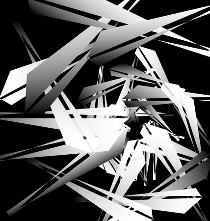 Geometric abstract art. Edgy, angular rough texture. Monochrome, black and white illustrationのイラスト素材