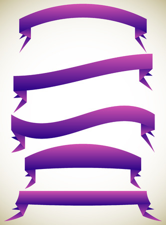 Geometric banners with 5 warp / distortion effect isolated on brown backgroundのイラスト素材