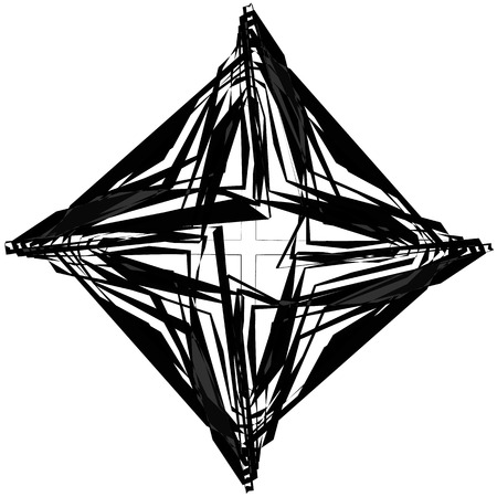 Edgy, angular monochrome geometric element. Abstract graphics.のイラスト素材