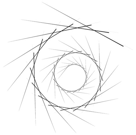 Geometric circular spiral. Abstract angular, edgy shape in rotating fashionのイラスト素材