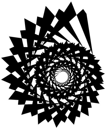 Geometric circular spiral. Abstract angular, edgy shape in rotating fashionのイラスト素材