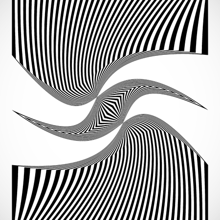 Vertical stripes, lines with distortion, warp effect. Abstract monochrome geometry illustration.のイラスト素材