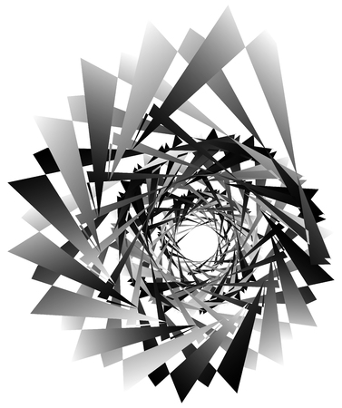 Geometric circular spiral. Abstract angular, edgy shape in rotating fashionのイラスト素材
