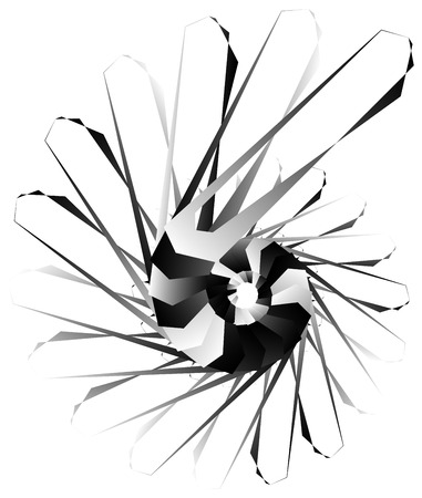 Geometric circular spiral. Abstract angular, edgy shape in rotating fashionのイラスト素材