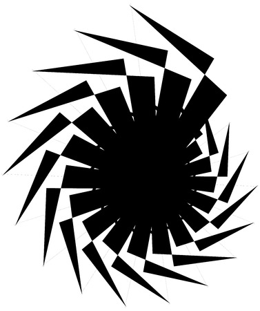 Geometric circular spiral. Abstract angular, edgy shape in rotating fashionのイラスト素材