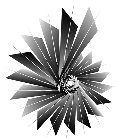 Geometric circular spiral. Abstract angular, edgy shape in rotating fashionのイラスト素材