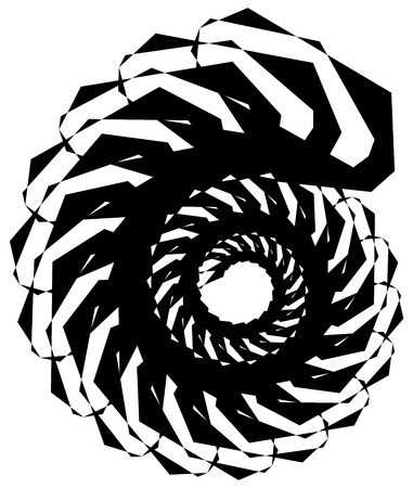 Geometric circular spiral. Abstract angular, edgy shape in rotating fashionのイラスト素材