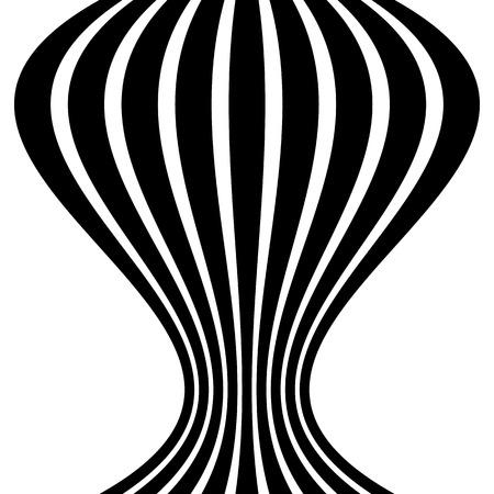 Lines with distortion effect isolated on white background. Geometric lines with deformation. Abstract monochrome element / pattern.のイラスト素材