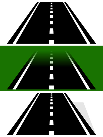 Vanishing, fading two-lane road in versions. Simple perspective, fading, and version with shadow.のイラスト素材