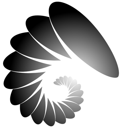 Spiral, helix, snail shape. Abstract monochrome element on white.のイラスト素材