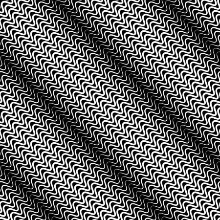Wavy diagonal parallel lines. seamless, repeatable monochrome patternのイラスト素材