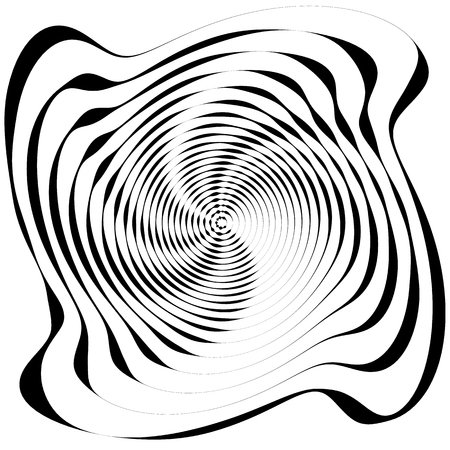Asymmetric spiral shape isolated on white. Irregular, concentric lines abstract design element, geometric shape.のイラスト素材
