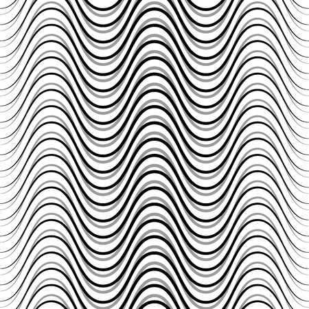 Wavy, billowy, undulating lines. Seamless geometric monochrome pattern / texture.のイラスト素材