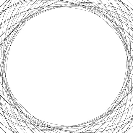 Concentric irregular circles, circular element with random scribble, sketchy feel. Abstract geometric elementのイラスト素材