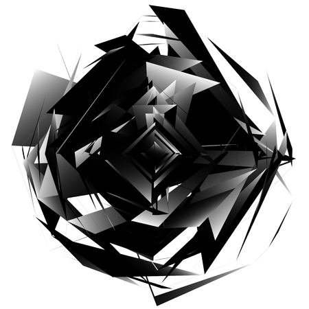 Geometric monochrome element isolated on white. Rough, edgy, textured shape.のイラスト素材