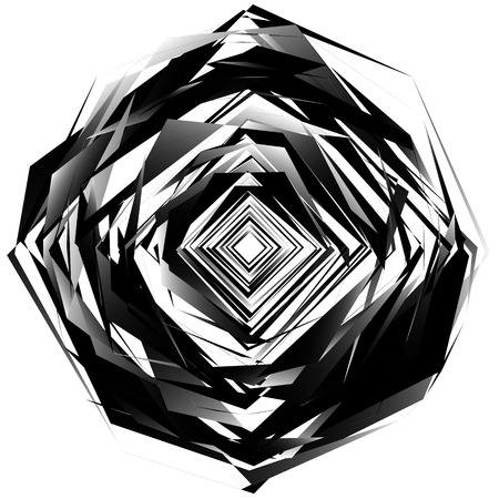 Geometric monochrome element isolated on white. Rough, edgy, textured shape.のイラスト素材