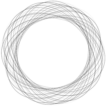 Concentric irregular circles, circular element with random scribble, sketchy feel. Abstract geometric elementのイラスト素材