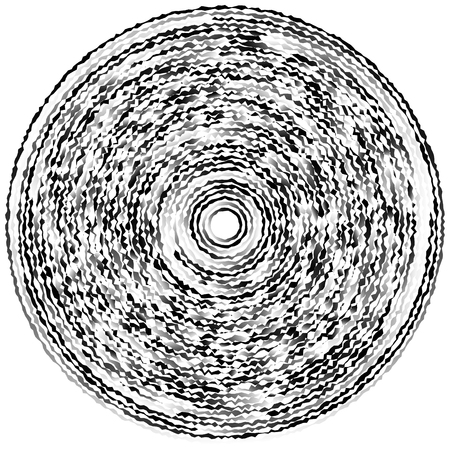 Concentric circle element made of irregular circles, lines. Isolated geometric shapeのイラスト素材