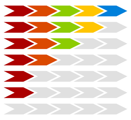 Progress, step, level indicators with 5 steps arrowsのイラスト素材