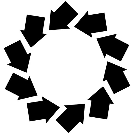 Concentric arrows symbol to illustrate rotation, gyration, torsion, turning conceptsのイラスト素材