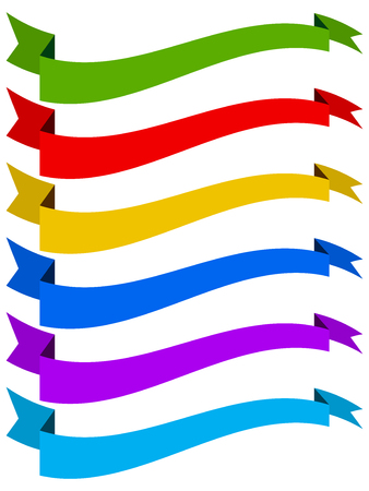 Banner / ribbon templates in dynamic style. 6 colors.のイラスト素材