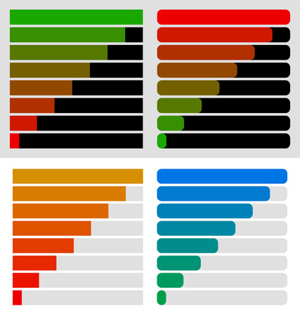 Progress, load bar templates set at 8 stages, steps. Completion, progression indicatorsのイラスト素材