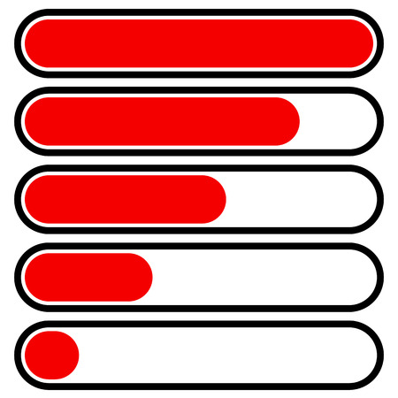 5-step progress, load bars in sequence. Step, phase, level, completion indicatorのイラスト素材