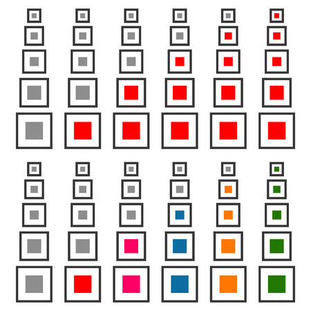 5 step progress, level indicator set. Red and multicolor versionのイラスト素材