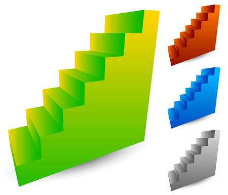 Stairs / staircase / steps elements in slight perspectiveのイラスト素材