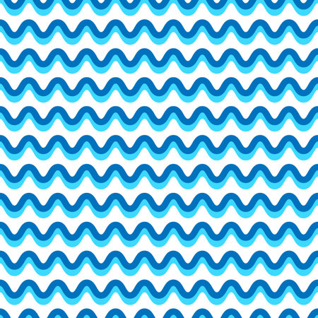 Wavy lines seamless repeatable pattern in aqua, blue colorsのイラスト素材