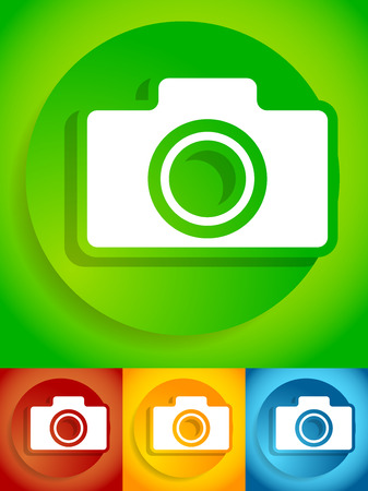 Compact - hobby photo camera icon in green, red, yellow, blue colorsのイラスト素材