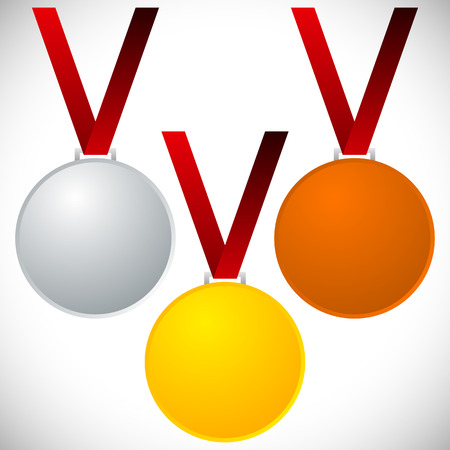 Medals on neckband - Gold silver bronze medals, awardsのイラスト素材