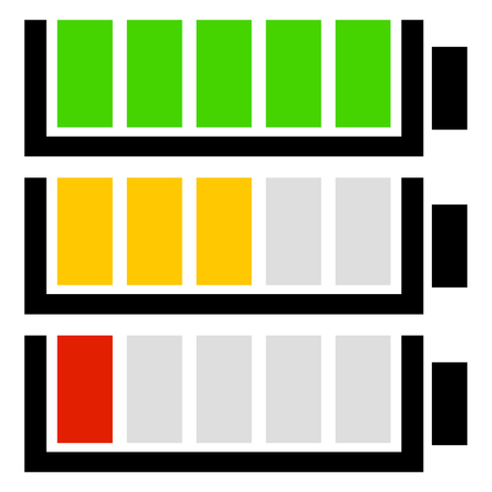 Battery level indicator set. Flat battery iconsのイラスト素材