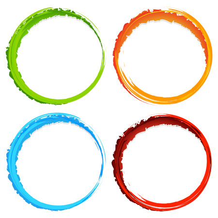 Grungy, textured circles - Colorful circles with splattered paint like effectのイラスト素材