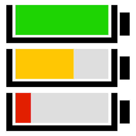Battery level indicator set. Flat battery iconsのイラスト素材