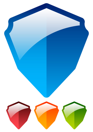 Shield shape set - Glossy colorful shields. Protection, security icon.のイラスト素材