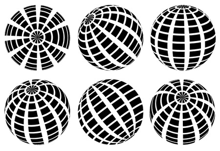 Sphere with grid of squares / Textured 3d sphere icon(s)のイラスト素材