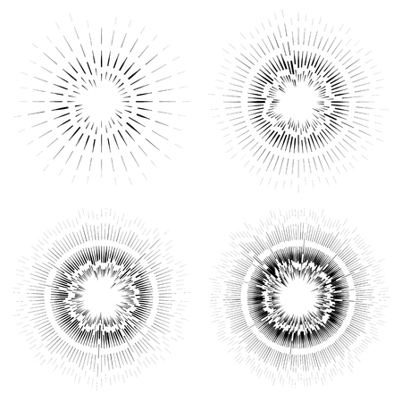Abstract circular element, radial lines shape. Geometric element.のイラスト素材