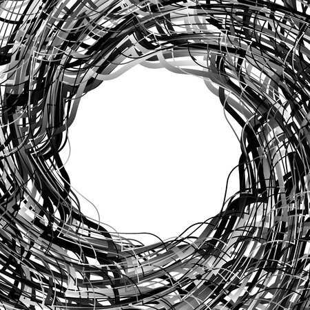 Spirally abstract geometric element - Artistic monochrome illustrationのイラスト素材