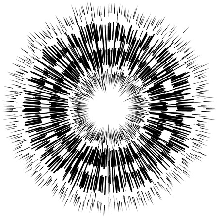 Abstract circular element, radial lines shape. Geometric element.のイラスト素材