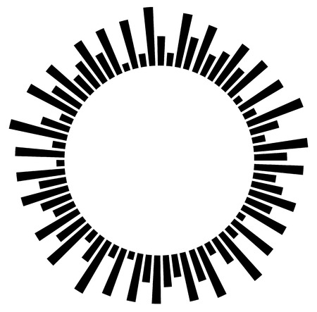 Circular element with radiating lines. Radial circle shape. Abstract illustrationのイラスト素材