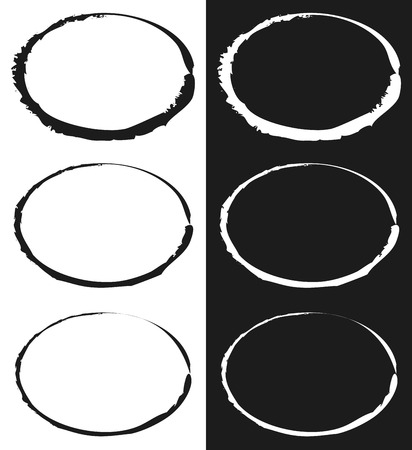 Grungy circle element set - Circles with smudged, smeared paint effectのイラスト素材