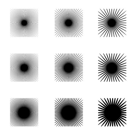 Circular radial lines pattern. Radiating stripes abstract element / shape.のイラスト素材