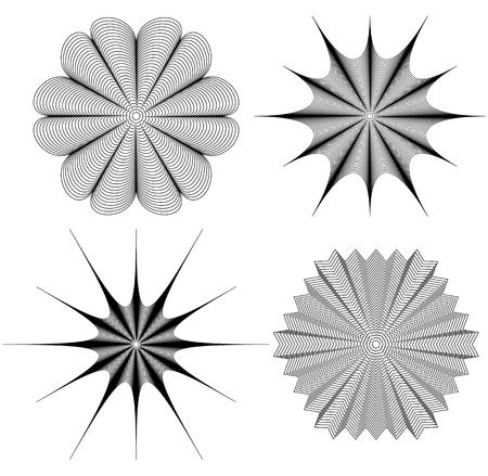 Radial element(s) with distortion, deformation effect. Abstract geometric form(s)のイラスト素材