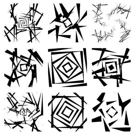 Monochrome spiral, twirl element. Geometric rotating shape.のイラスト素材