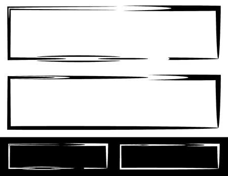 Grungy, irregular frames, borders with painted look over whiteのイラスト素材