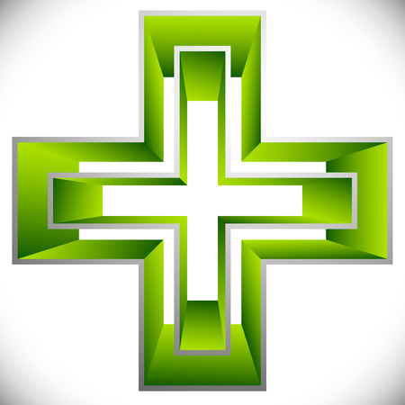 Bright cross as healthcare, first aid icon or logoのイラスト素材
