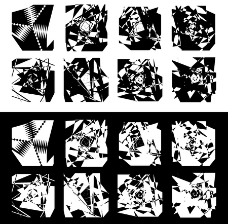 8 geometric patterns. Rough, edgy monochrome textures setのイラスト素材